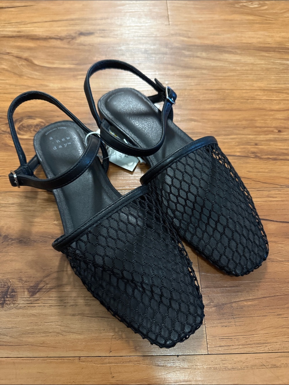 a new day Black Mesh Pointed Slingback Mules